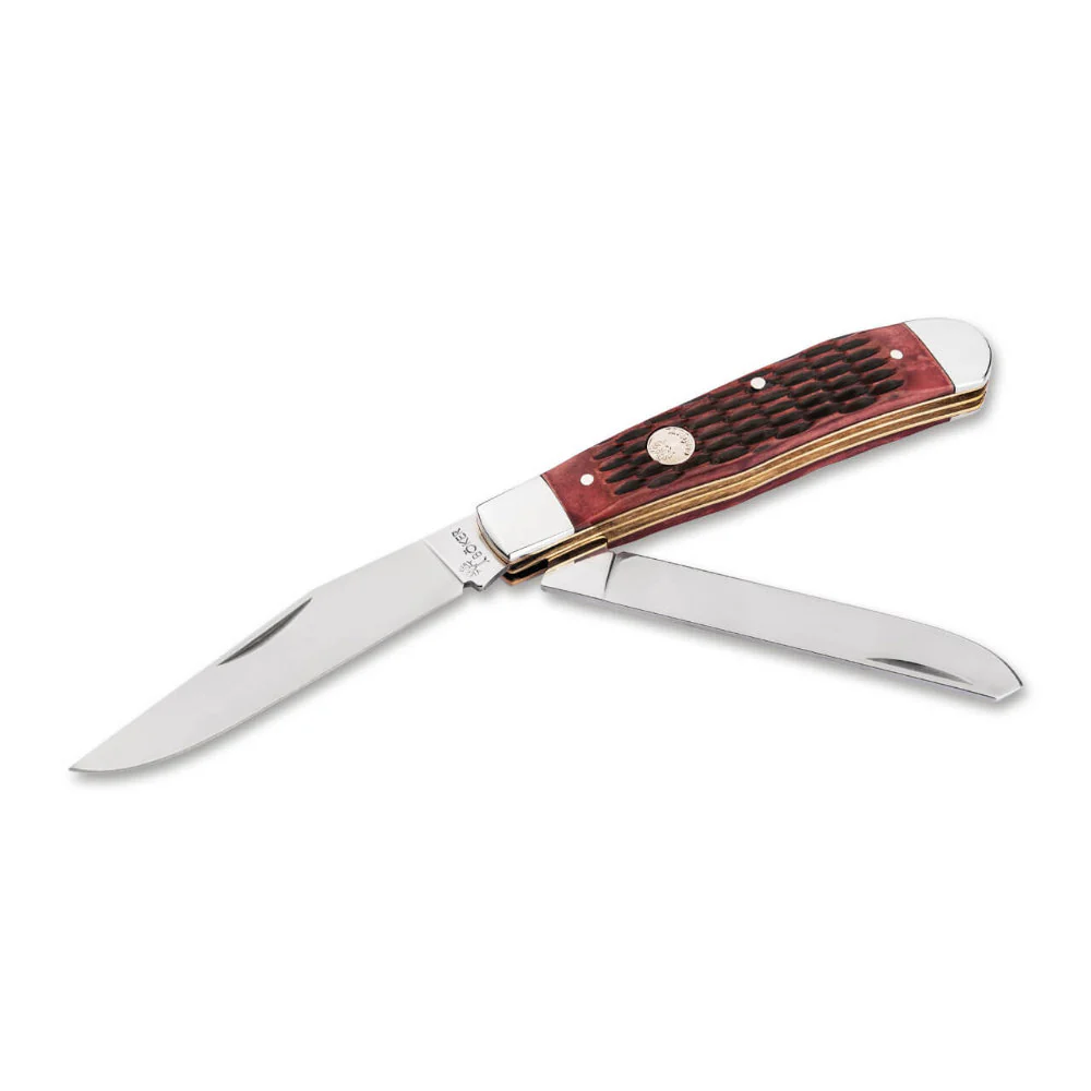 Boker TS 2.0 Jigged Brown Bone 1095 Trapper Folding Knife