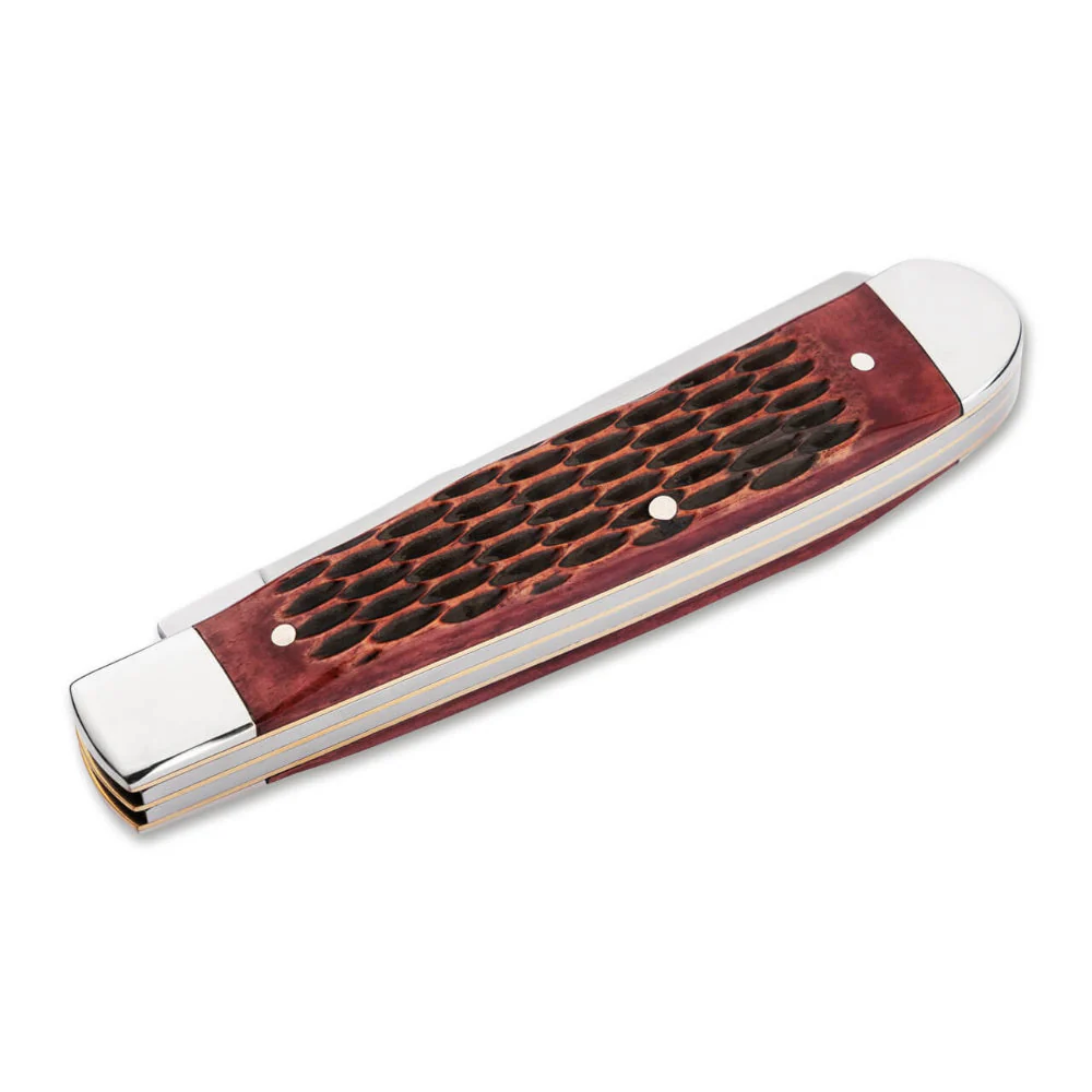 Boker TS 2.0 Jigged Brown Bone 1095 Trapper Folding Knife - Image 2