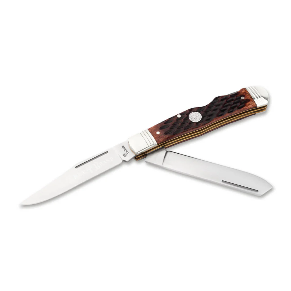 Boker TS 2.0 Jigged Brown Bone Double Lock Trapper Folding Knife