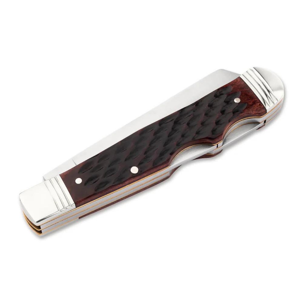 Boker TS 2.0 Jigged Brown Bone Double Lock Trapper Folding Knife - Image 2