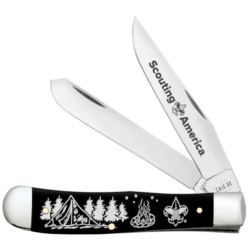 Case Scouting America Trapper Smooth Black Synthetic Pocket Knife
