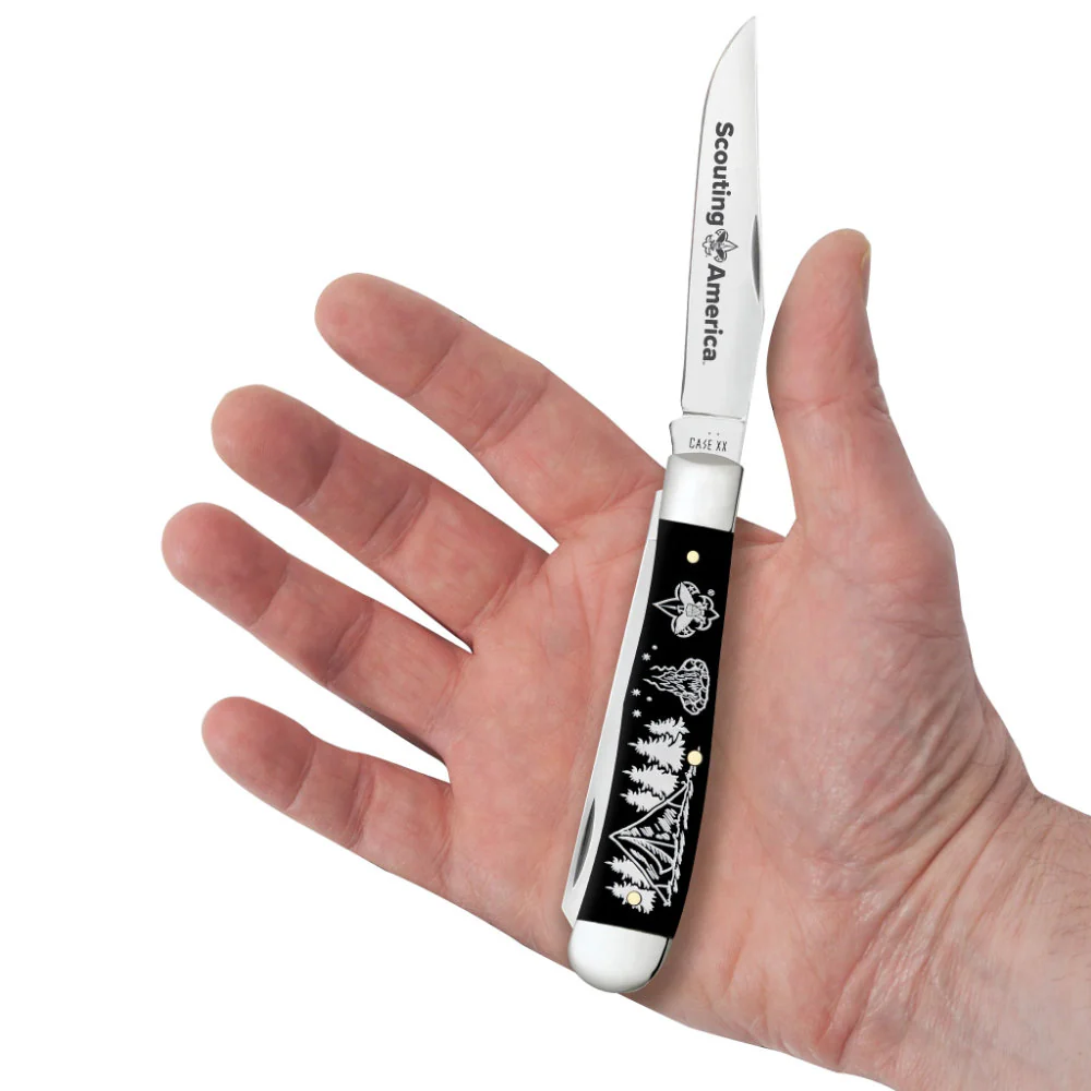 Case Scouting America Trapper Smooth Black Synthetic Pocket Knife - Image 2