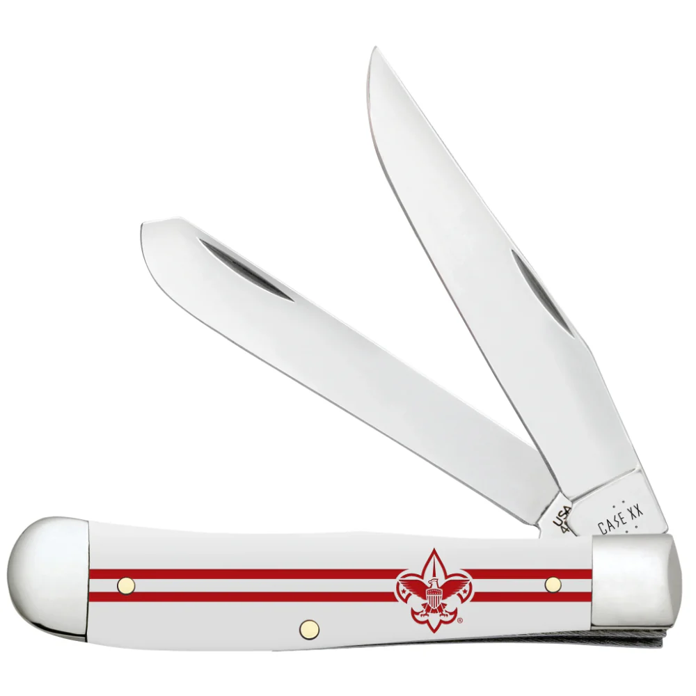Case Scouting America Trapper Smooth White Synthetic Pocket Knife