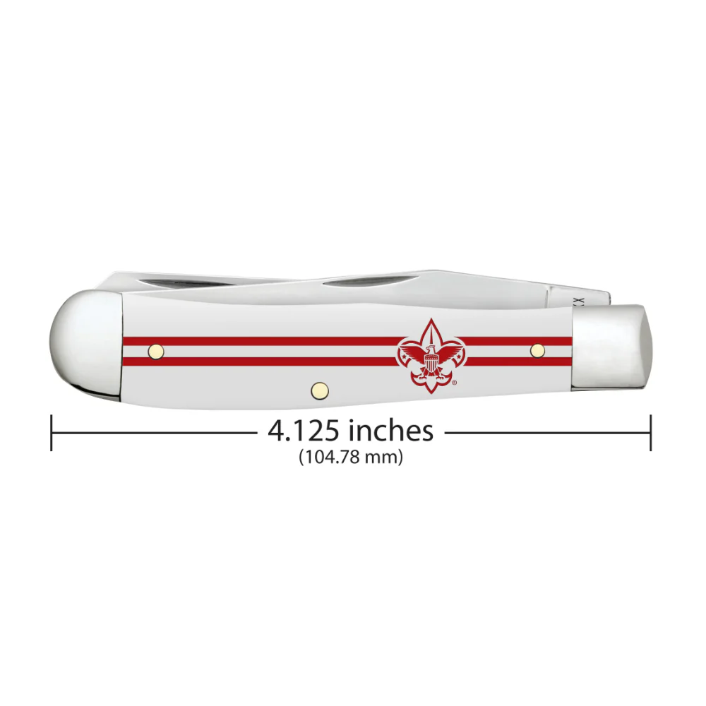 Case Scouting America Trapper Smooth White Synthetic Pocket Knife - Image 4