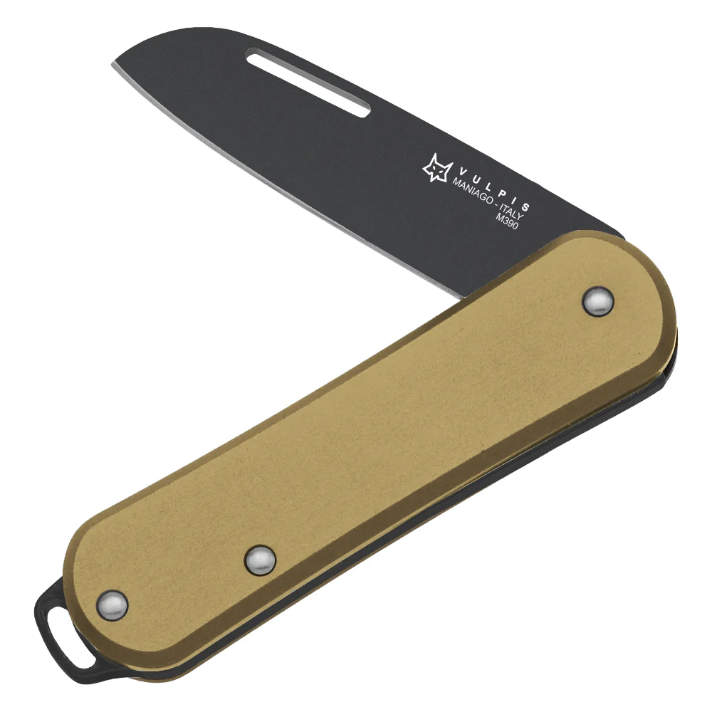 Fox Knives Vulpis 108 Brass Black Blade Folding Pocket Knife