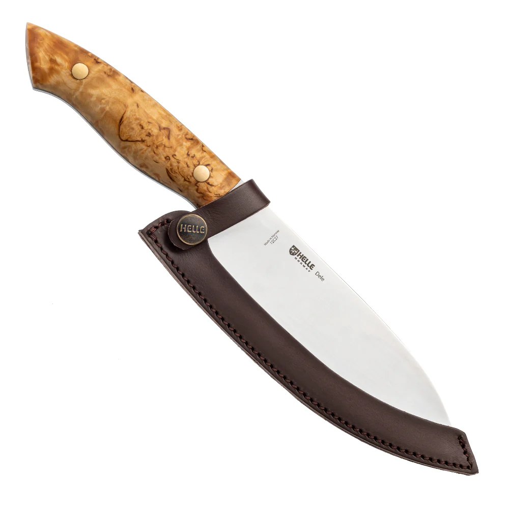 Helle Dele Outdoor Chef's Knife with Leather Blade Cover - Image 2