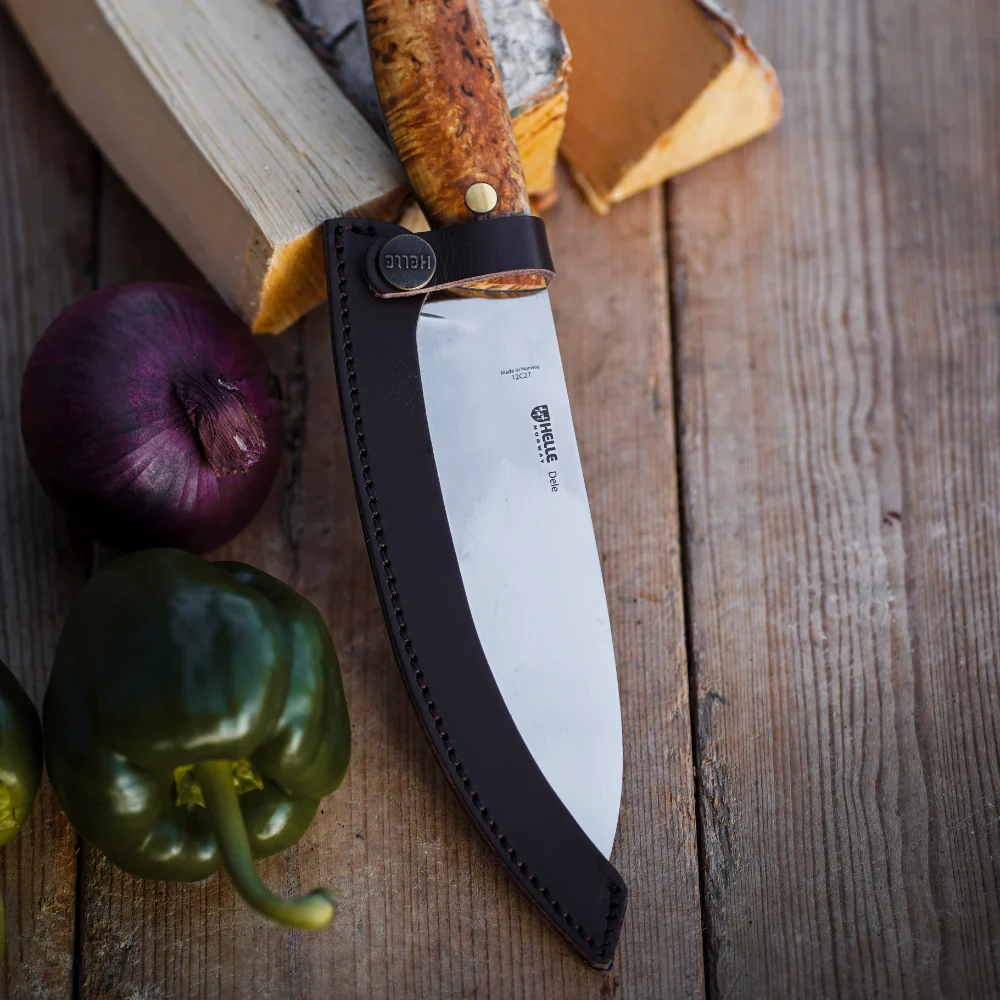 Helle Dele Outdoor Chef's Knife with Leather Blade Cover - Image 4
