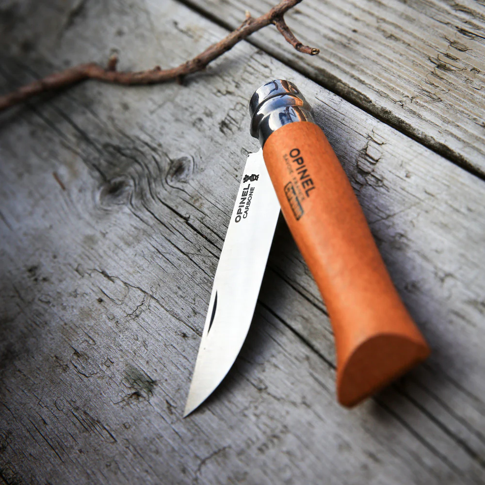 Opinel No.08 Traditional Carbon Steel Folding Knife with Beech Handle - Image 3