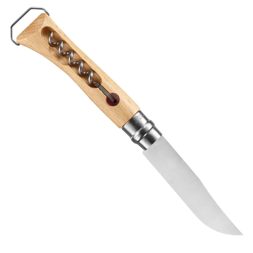 Opinel No.10 Corkscrew Stainless Steel Folding Knife with Bottle Opener
