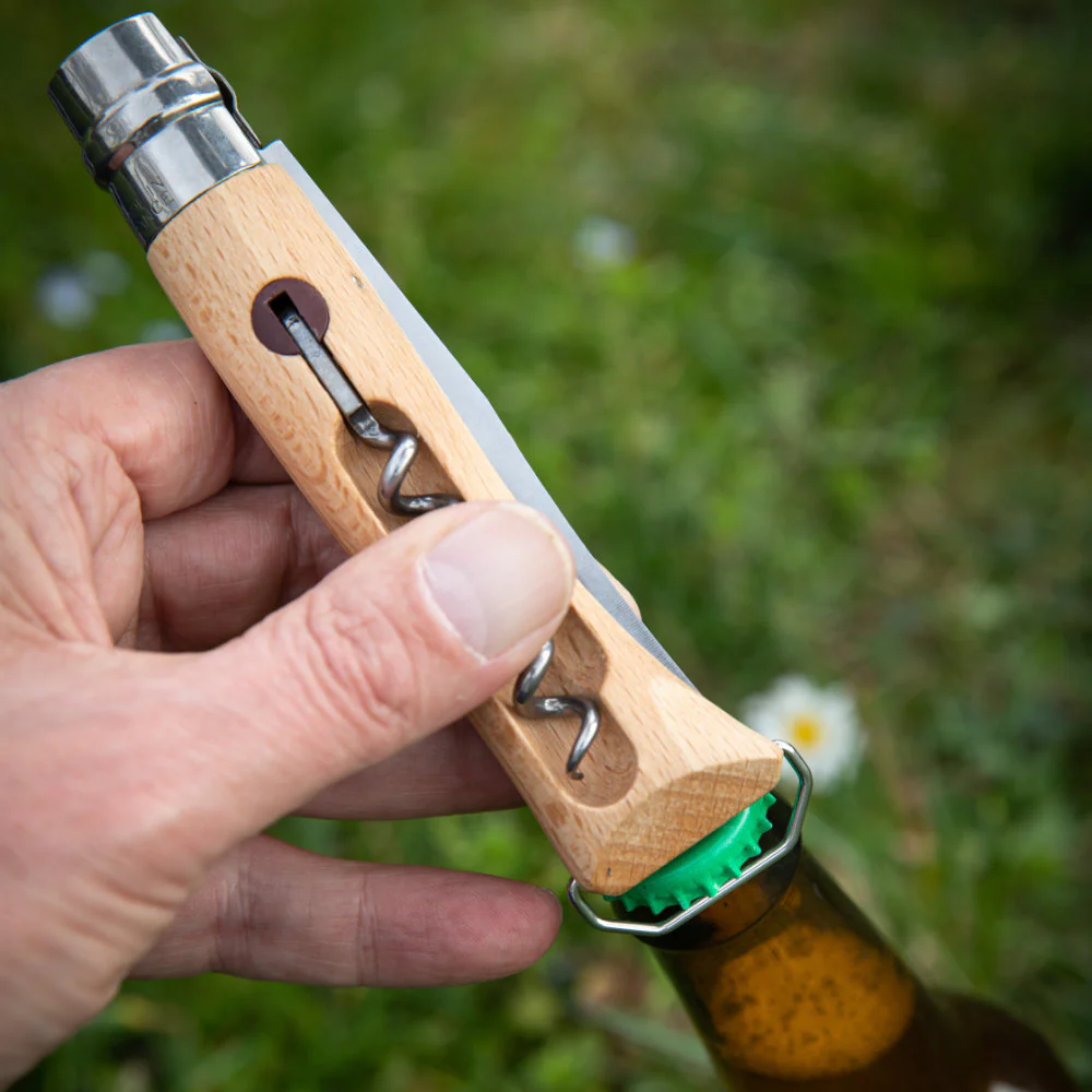 Opinel No.10 Corkscrew Stainless Steel Folding Knife with Bottle Opener - Image 3