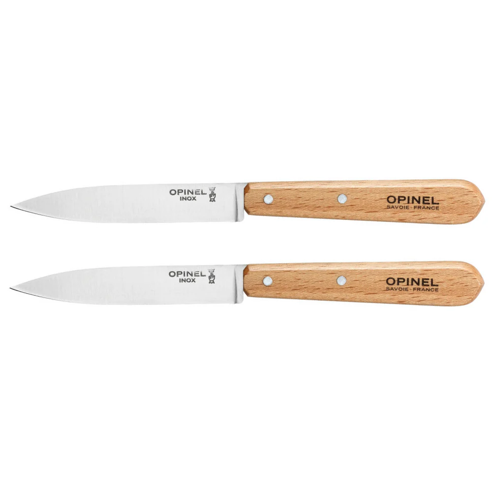 Opinel No.112 Essential 4-inch Paring Knife with Beechwood Handle 2-Piece Set