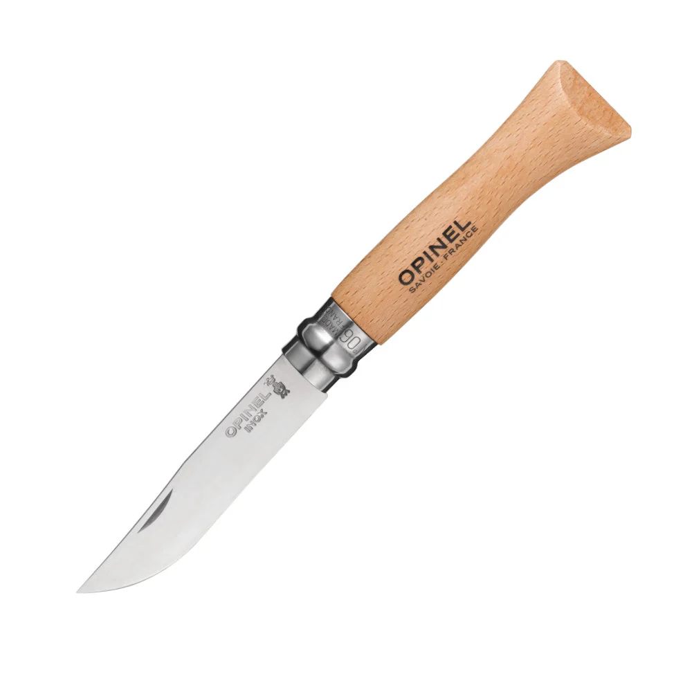Opinel No.06 Traditional Stainless Steel Folding Knife with Beech Handle