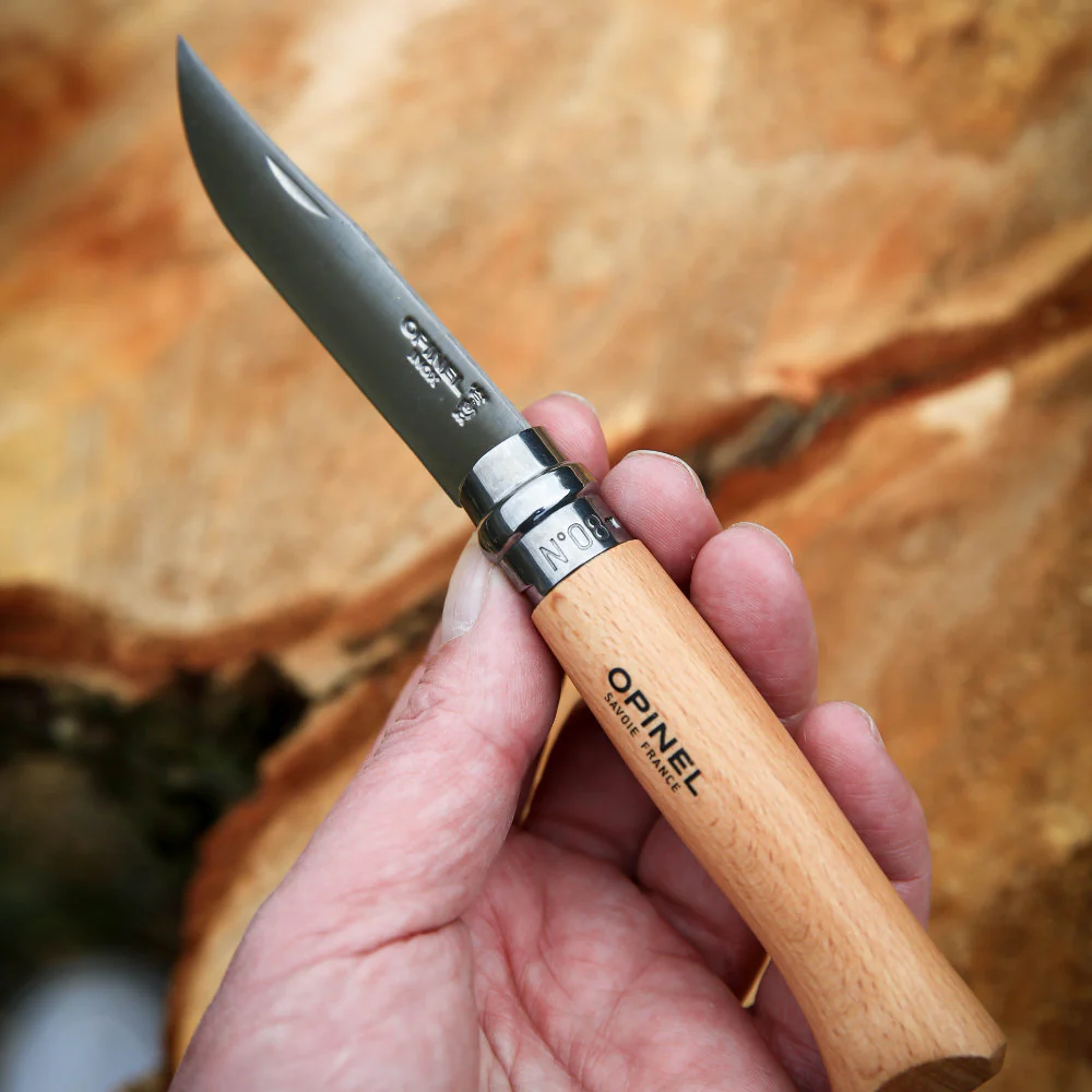 Opinel No.08 Traditional Stainless Steel Folding Knife with Beech Handle - Image 3