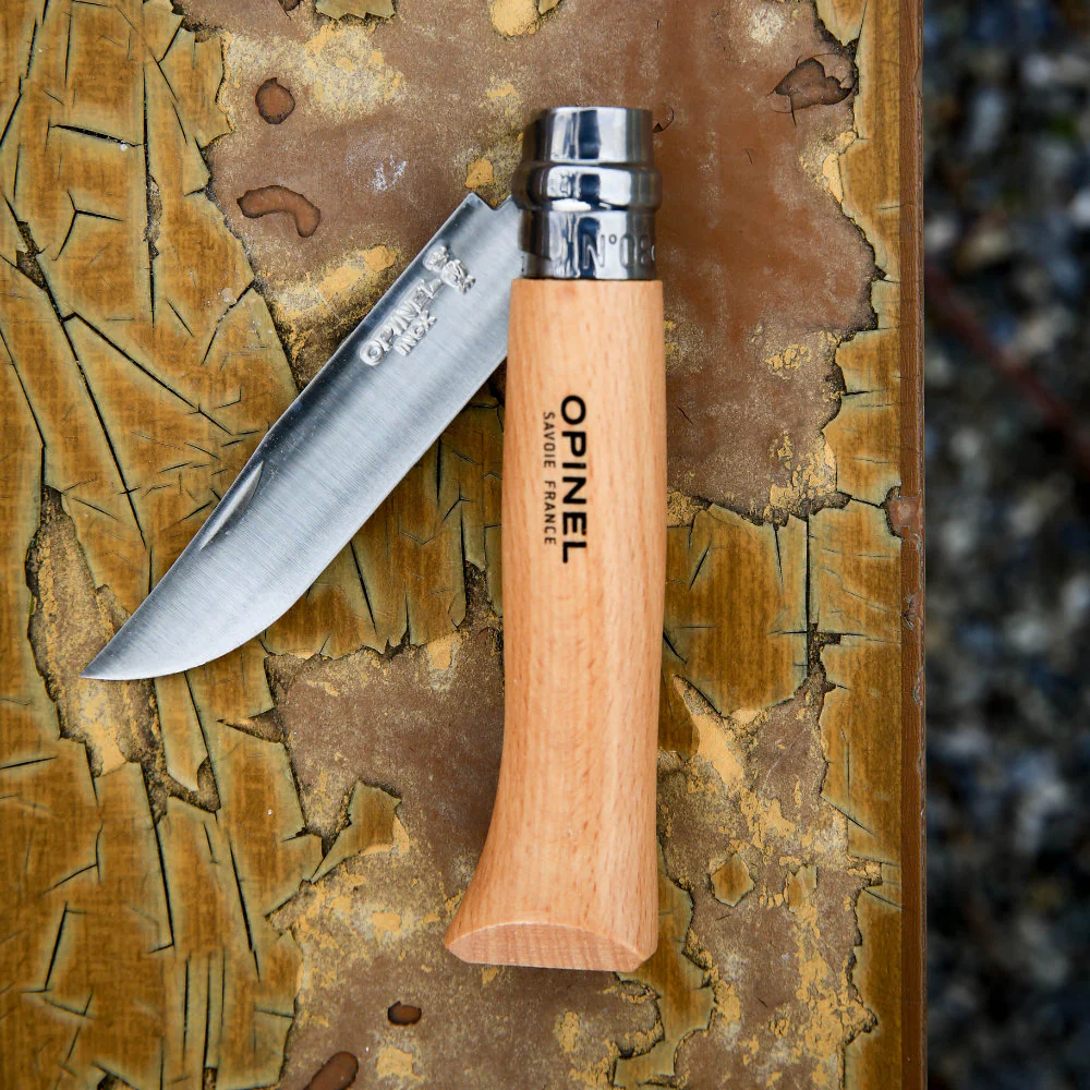 Opinel No.08 Traditional Stainless Steel Folding Knife with Beech Handle - Image 4