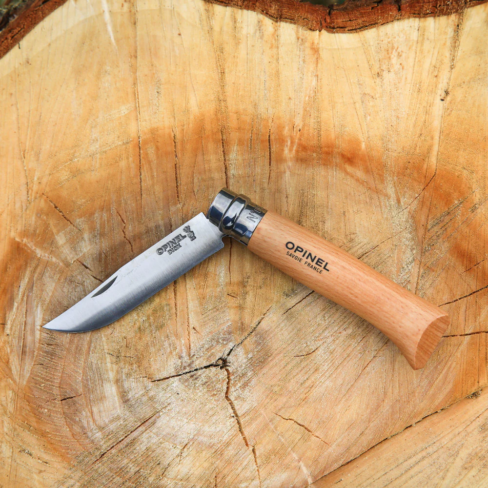 Opinel No.08 Traditional Stainless Steel Folding Knife with Beech Handle - Image 5