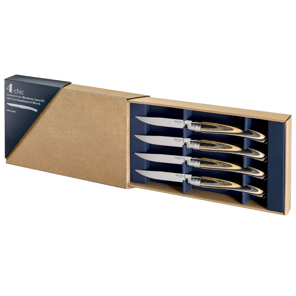 Opinel Table Chic Laminated Birch Steak Knife 4-Piece Set - Image 2