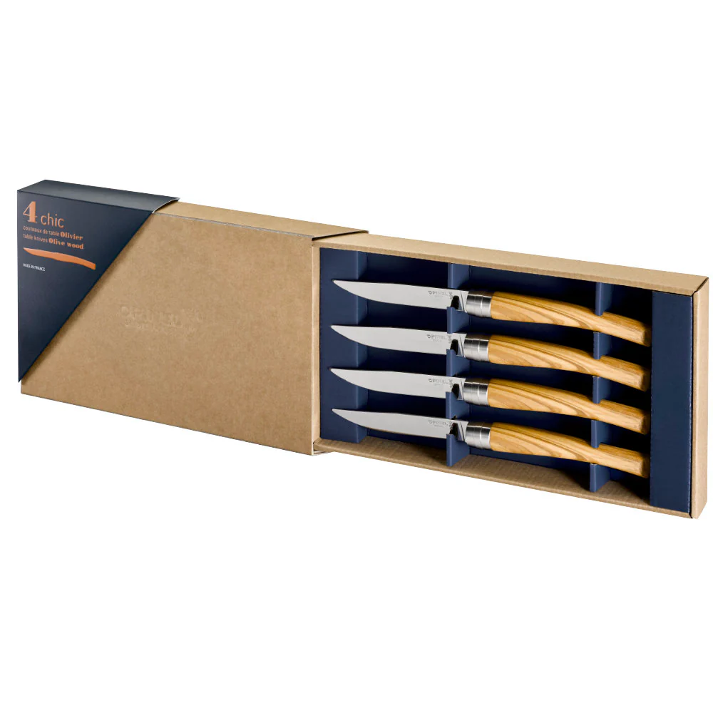 Opinel Table Chic Olive Wood Steak Knife 4-Piece Set - Image 2