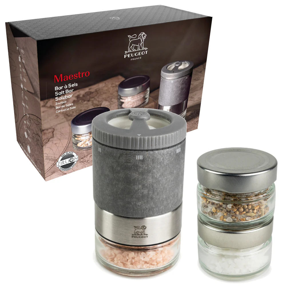 Peugeot Maestro Zirlion 4" u'Select Salt Mill Gift Set