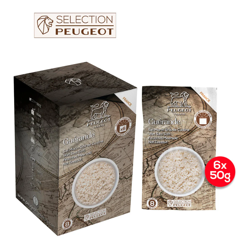 Peugeot French Wet Sea Salt, 6 x 50g Sachets