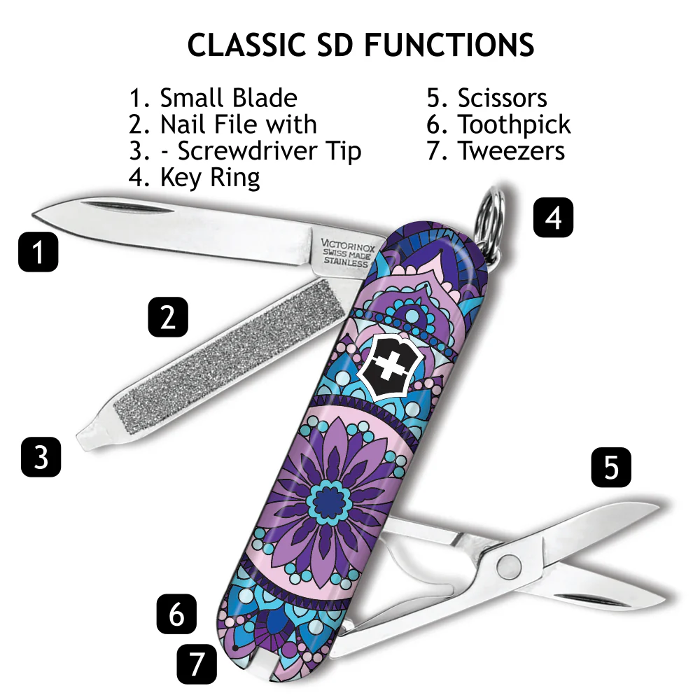 Victorinox Purple Mandala Classic SD Designer Swiss Army Knife - Image 3