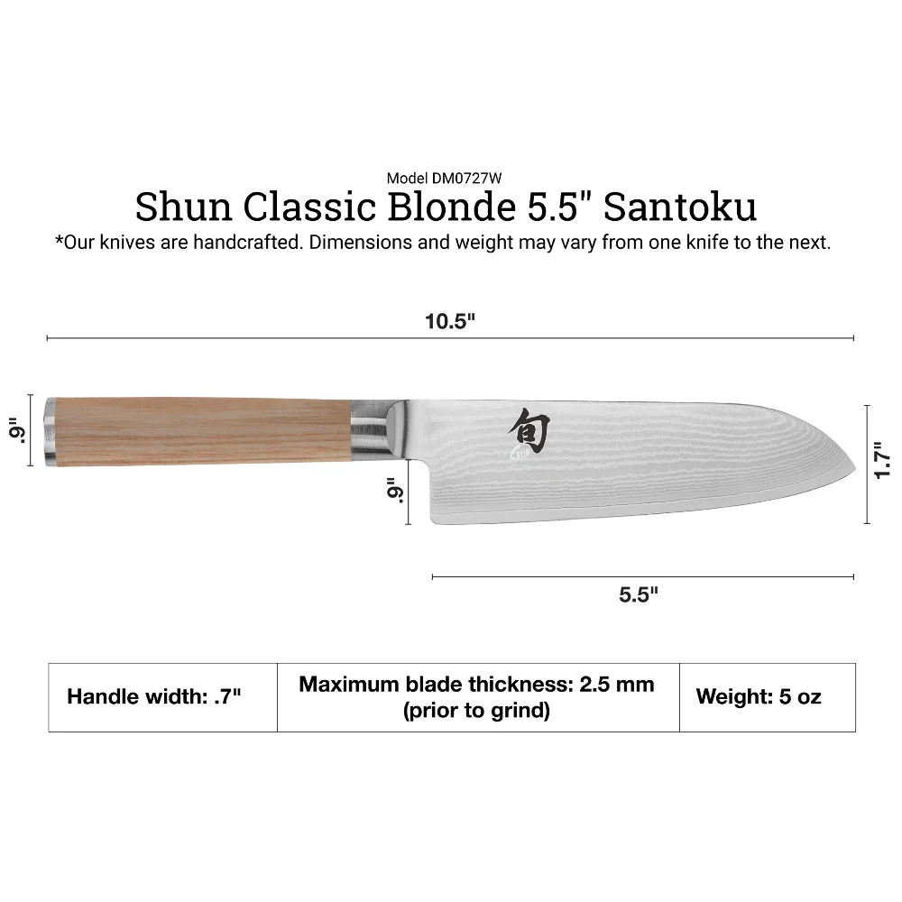 Shun Classic Blonde 5.5" Santoku Knife - Image 3