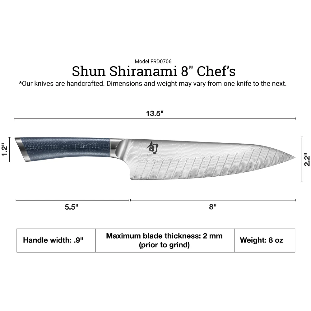 Shun Shiranami 8" Chef's Knife - Image 4