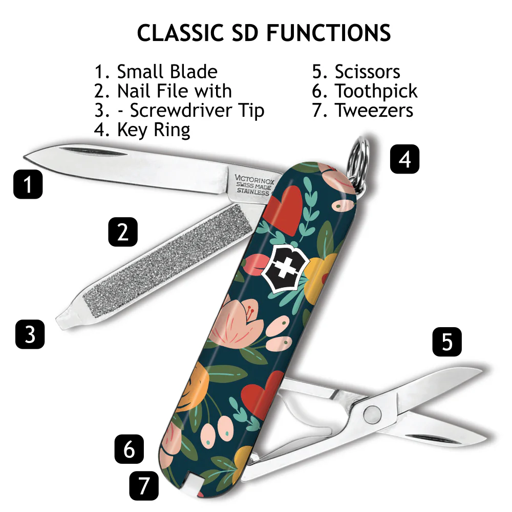 Victorinox Hearts and Flowers Classic SD Designer Swiss Army Knife - Image 3