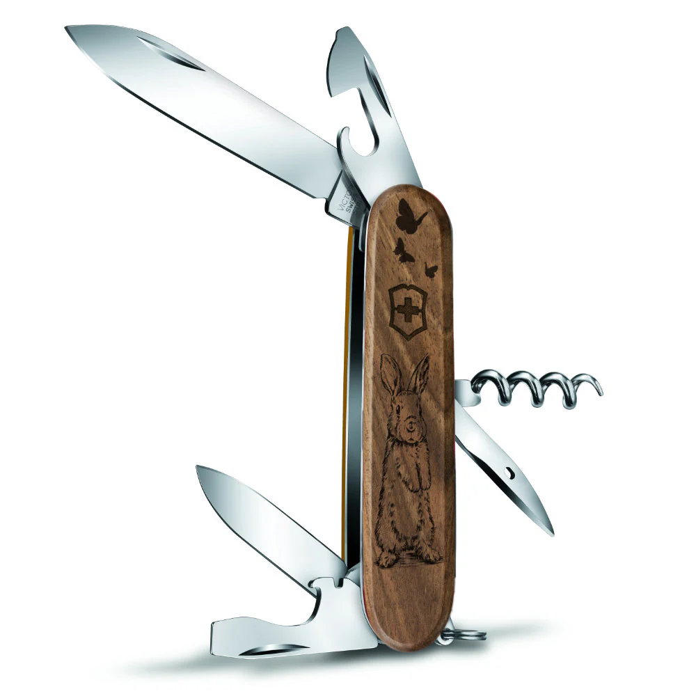 Victorinox Personalized Bunny Spartan Hardwood Walnut Designer Swiss Army Knife