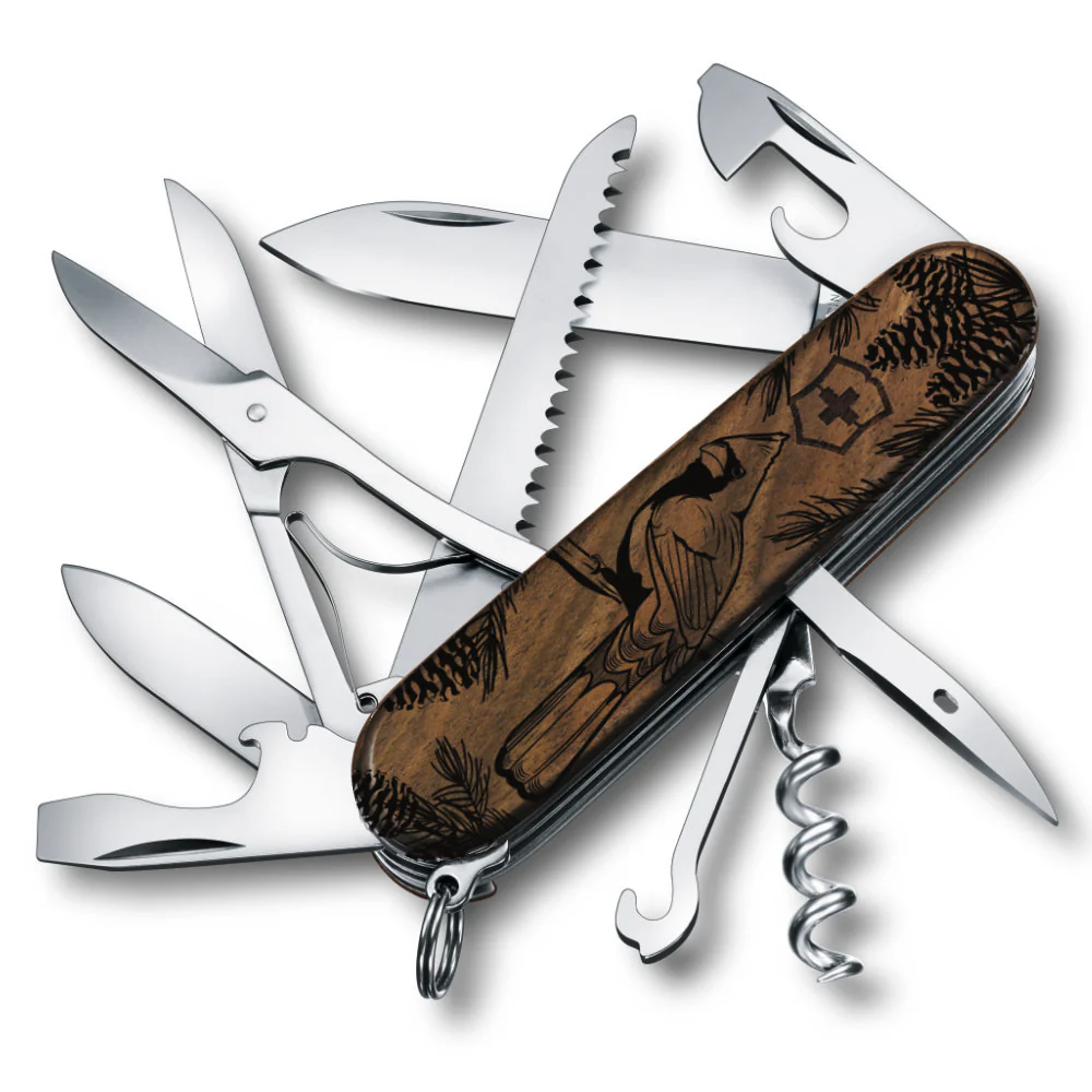 Victorinox Personalized Cardinal Huntsman Hardwood Walnut Designer Swiss Army Knife