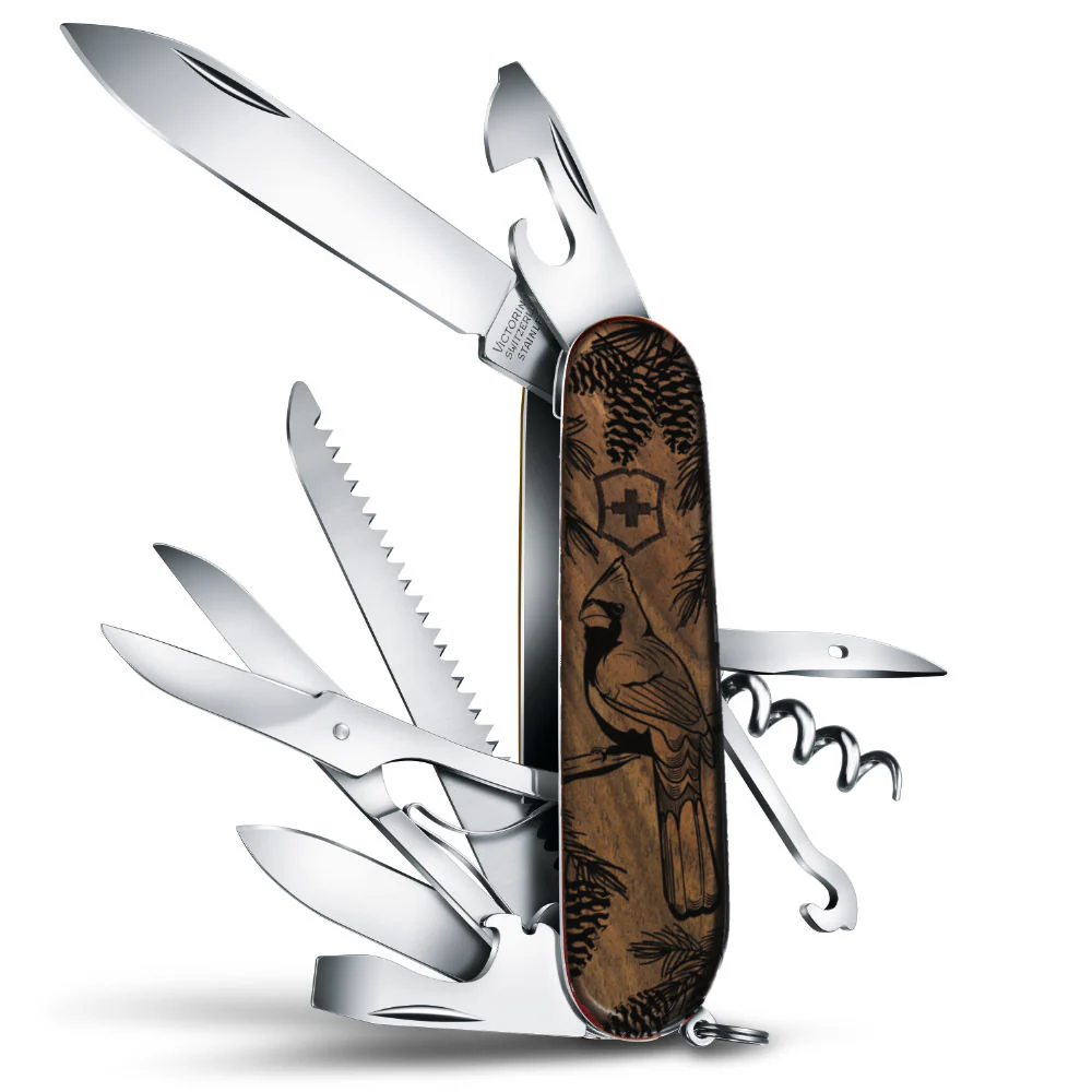 Victorinox Personalized Cardinal Huntsman Hardwood Walnut Designer Swiss Army Knife - Image 2