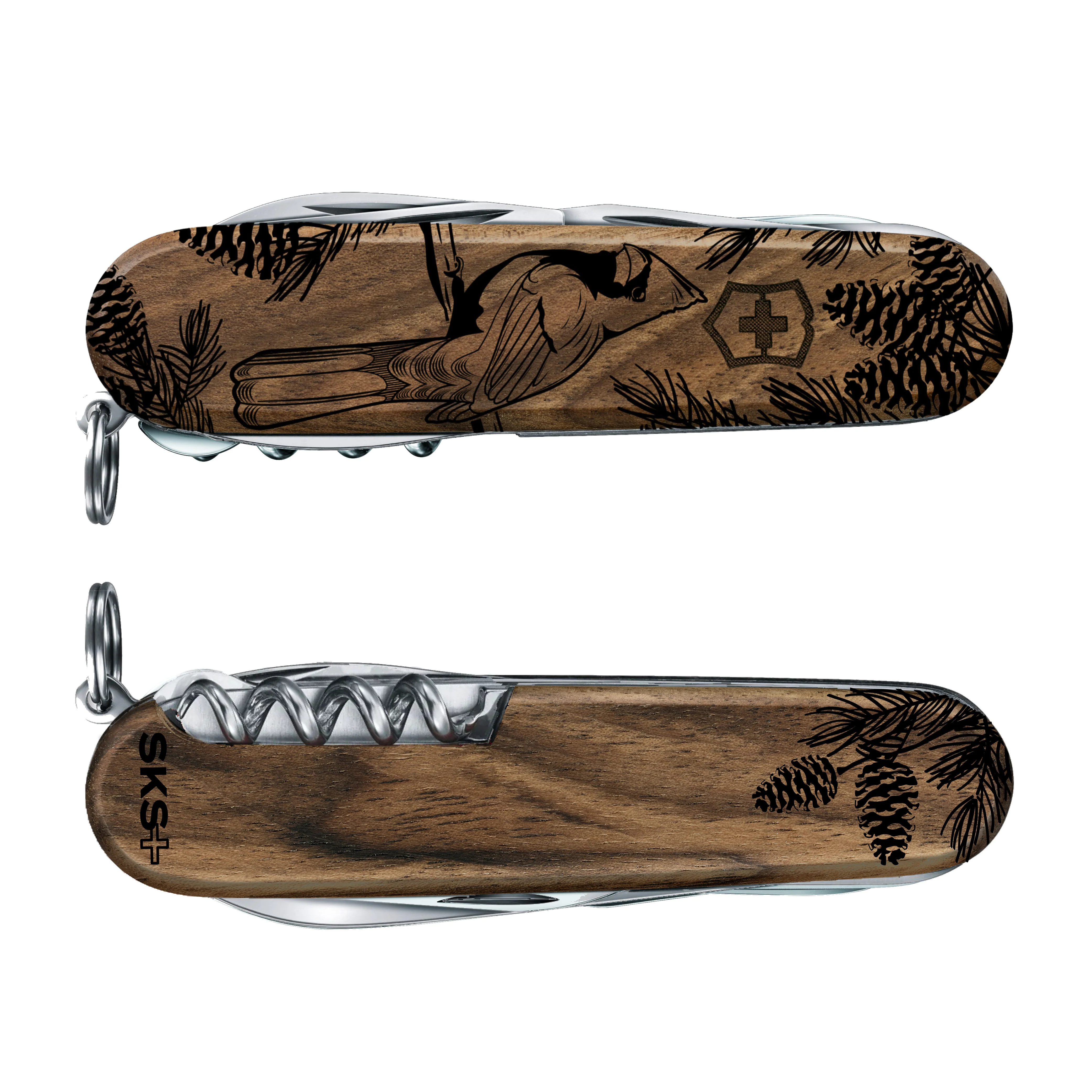 Victorinox Personalized Cardinal Huntsman Hardwood Walnut Designer Swiss Army Knife - Image 3