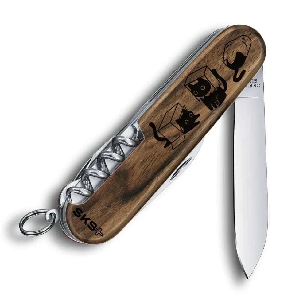 Victorinox Personalized Cats Spartan Hardwood Walnut Designer Swiss Army Knife - Image 3