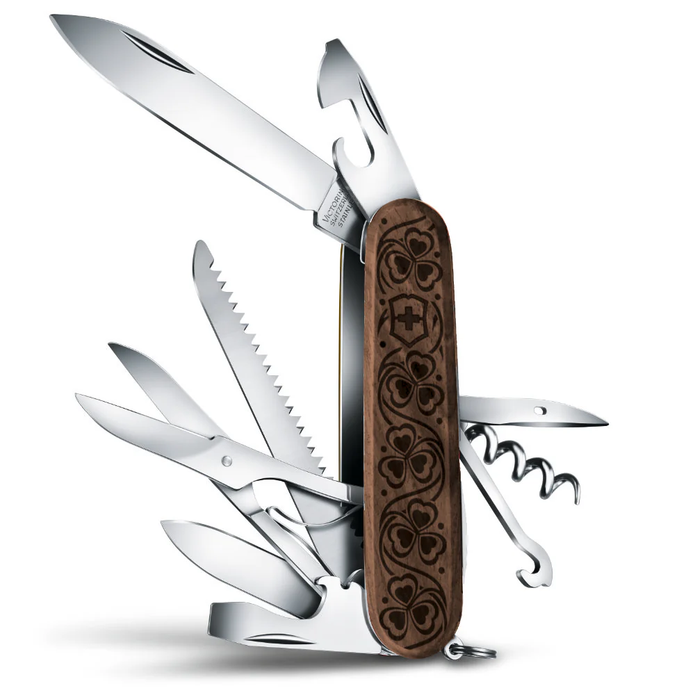 Victorinox Personalized Celtic Huntsman Hardwood Walnut Designer Swiss Army Knife - Image 3