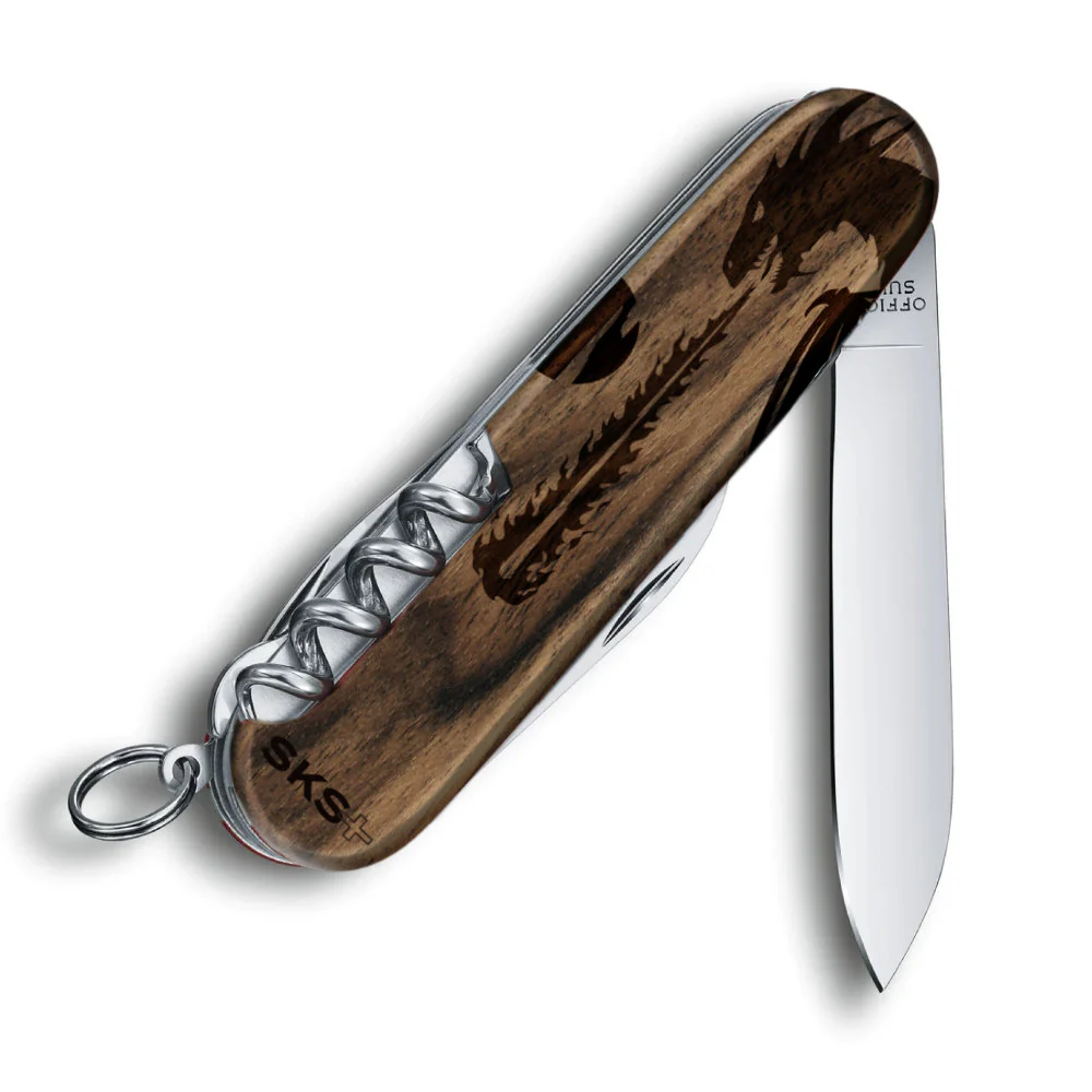 Victorinox Personalized Dragon Spartan Hardwood Walnut Designer Swiss Army Knife - Image 2