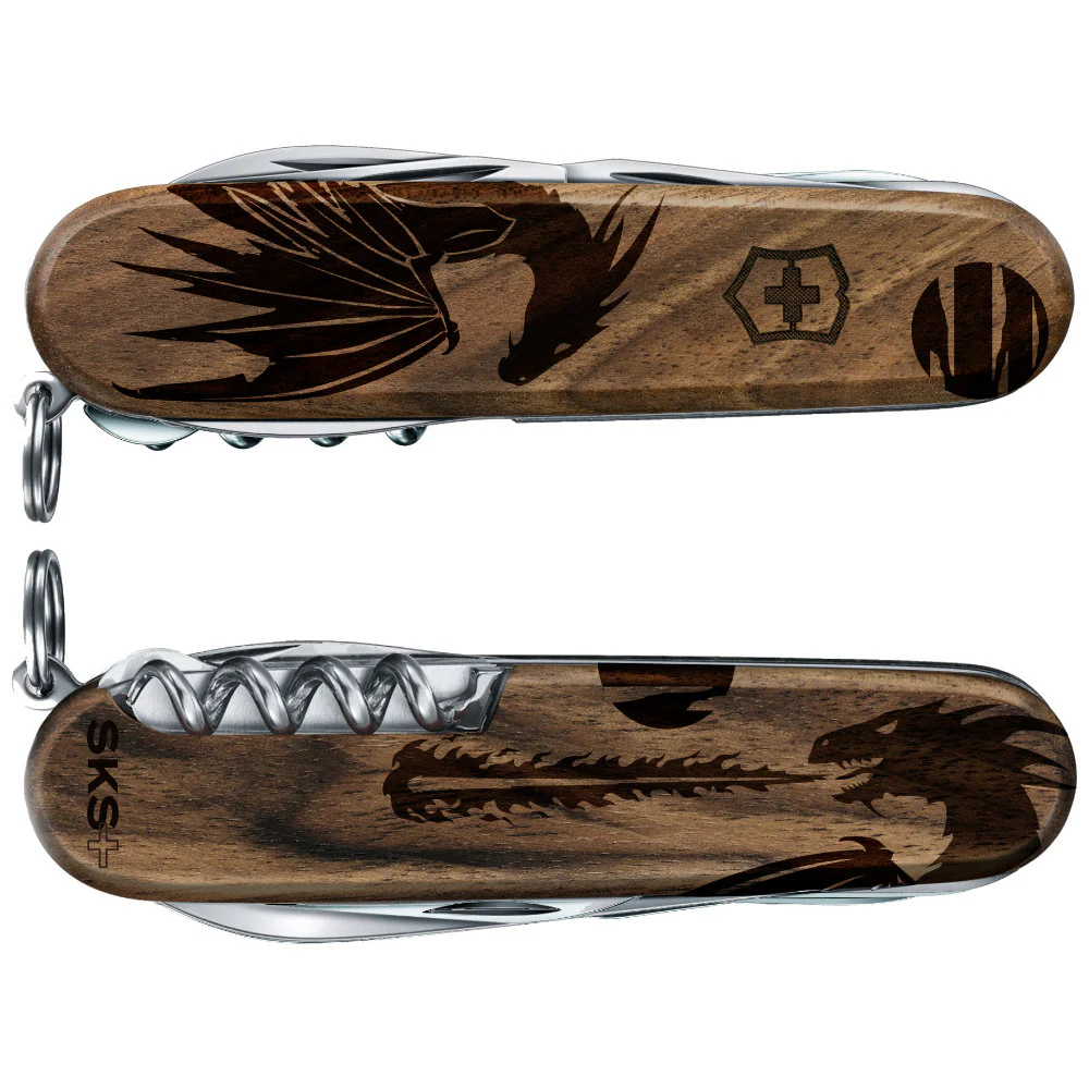 Victorinox Personalized Dragon Spartan Hardwood Walnut Designer Swiss Army Knife - Image 4