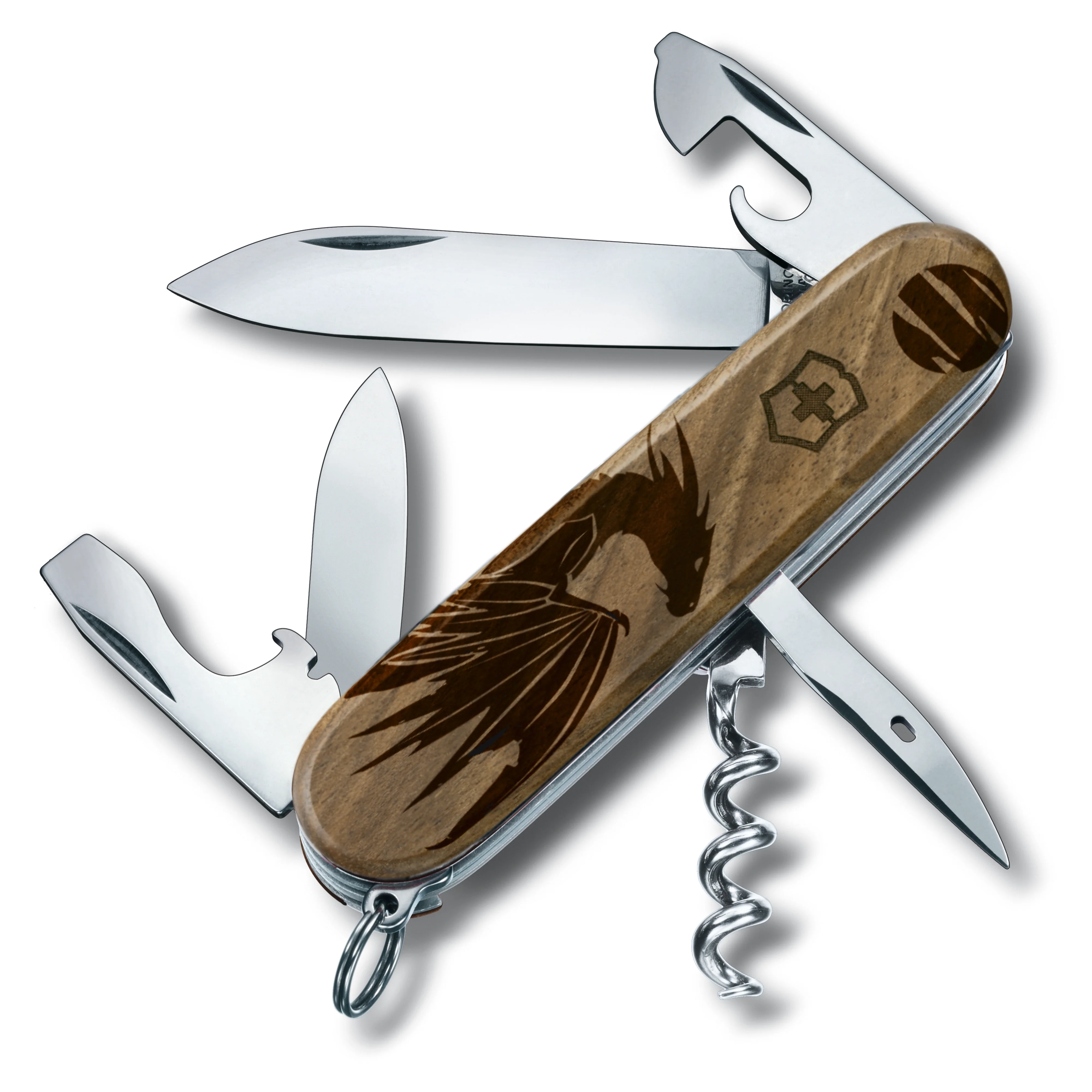 Victorinox Personalized Dragon Spartan Hardwood Walnut Designer Swiss Army Knife - Image 5