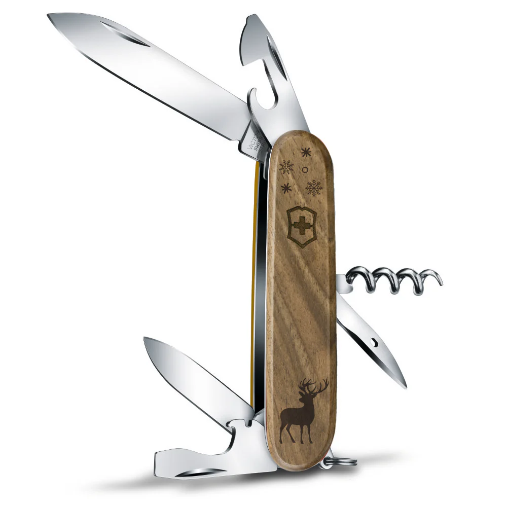 Victorinox Personalized Reindeer Spartan Hardwood Walnut Designer Swiss Army Knife