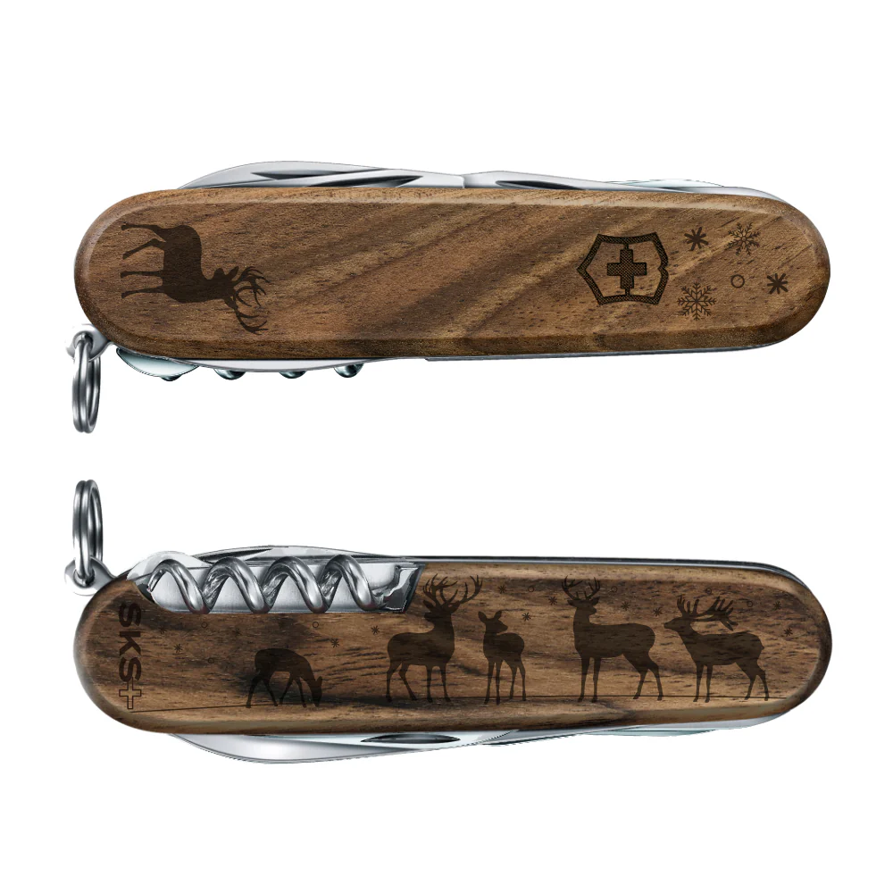 Victorinox Personalized Reindeer Spartan Hardwood Walnut Designer Swiss Army Knife - Image 2