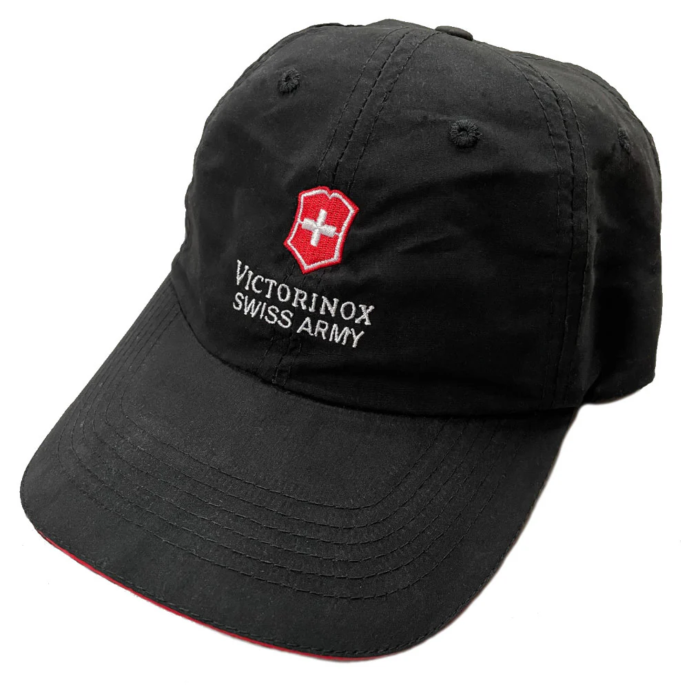Victorinox Cross & Shield Black Baseball Cap with Red Trim